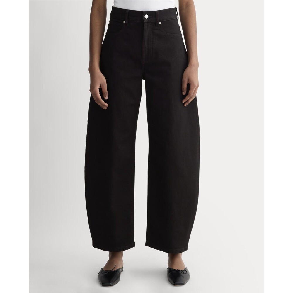 EVERLANE The Way-High Curve Jean 28R Black Barrel Leg High Rise Denim